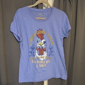 Lost‎ Creek Women's Blue Graphic T-Shirt with Rooster Design Size L EUC
